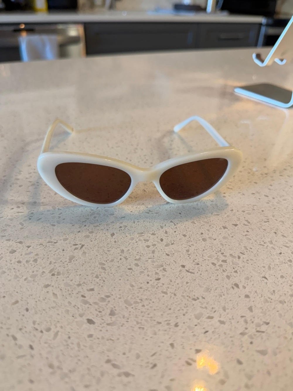 Kids White Cat-Eye Sunglasses with Brown Lenses - Women Accessories